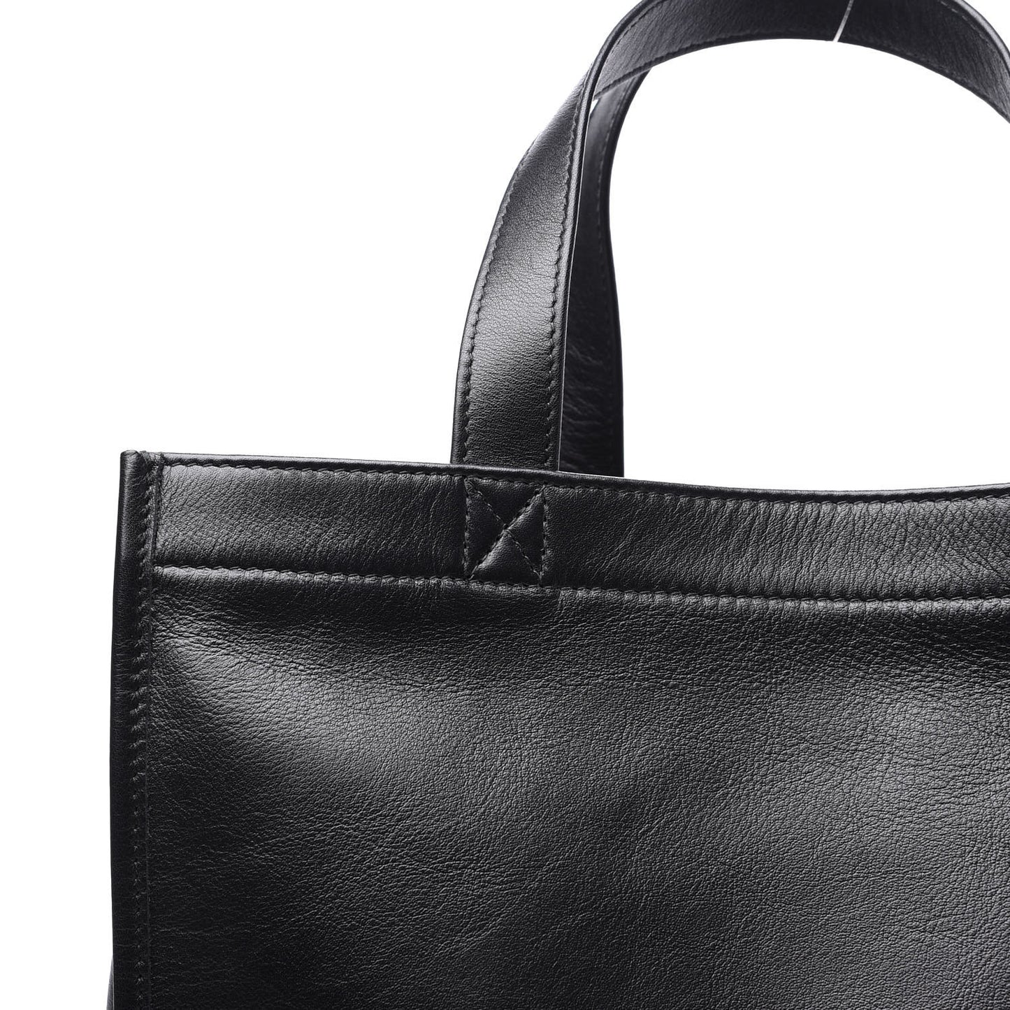 Calfskin Printed Logo Small Market Shopper Tote Black