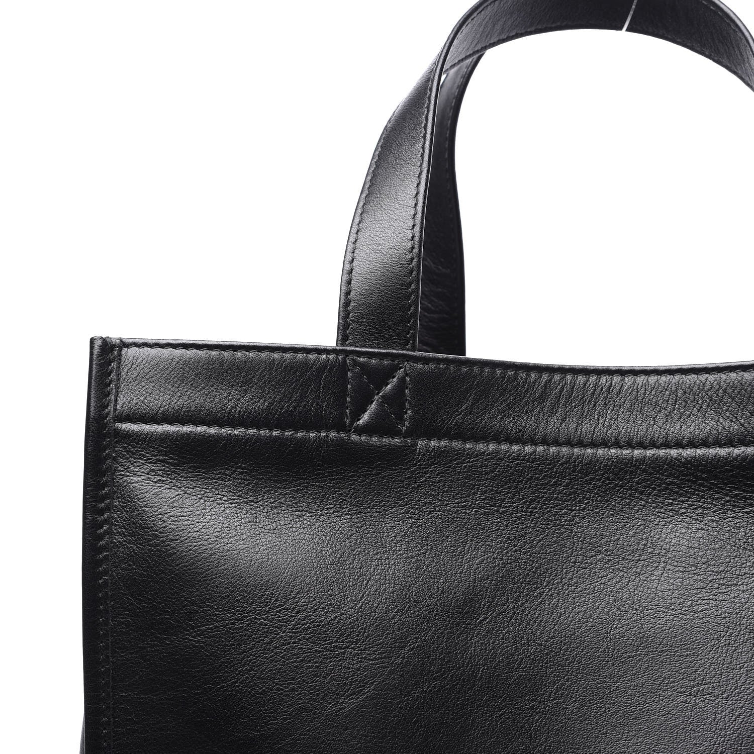 Balenciaga Calfskin Printed Logo Small Market Shopper Tote Black 12 of 12