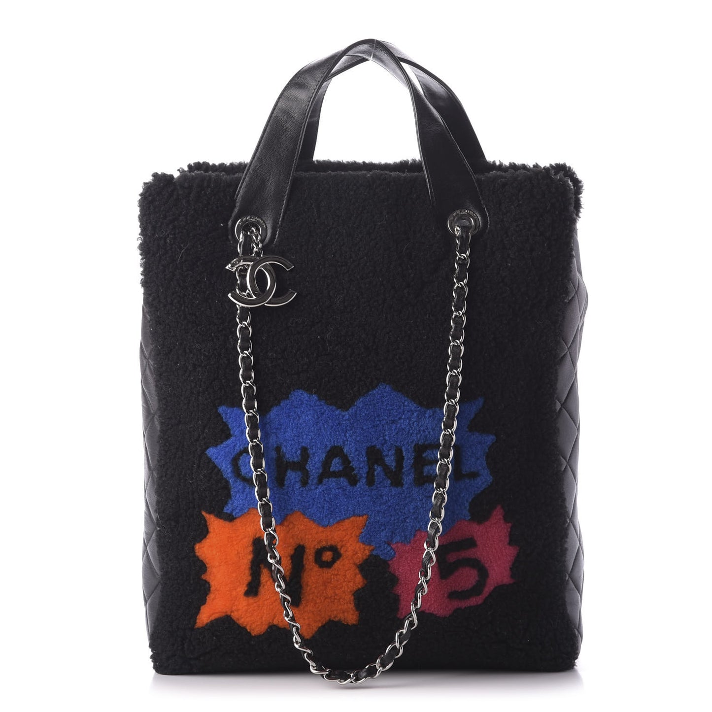 Shearling Lambskin 100% Tote Black
