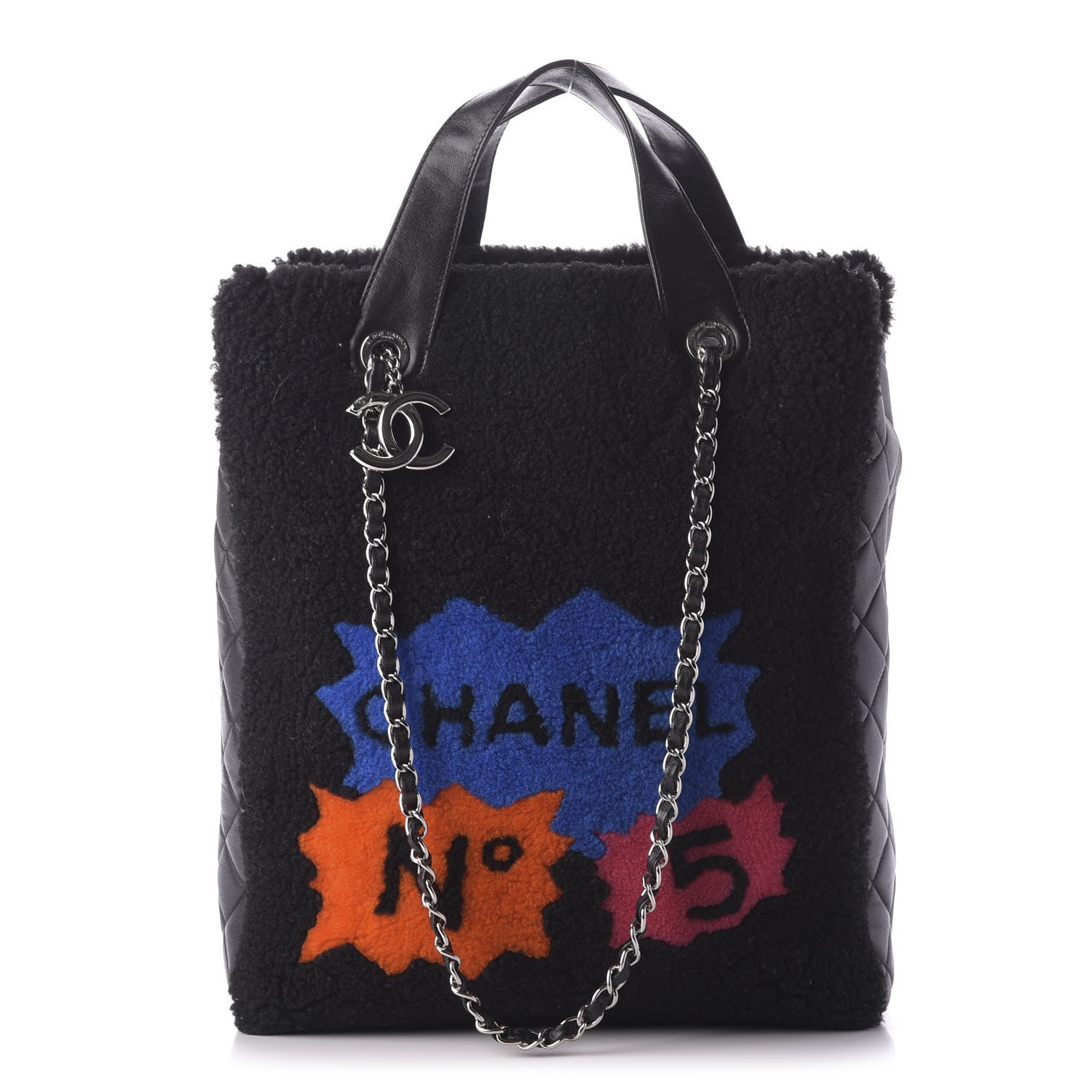 Chanel Shearling Lambskin 100% Tote Black 1 of 9