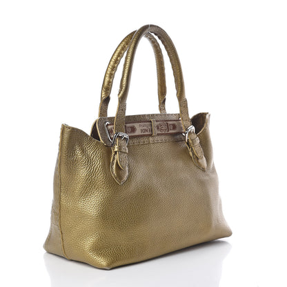 Fendi Calfskin Romano Selleria Small Villa Borghese Tote Gold 3 of 12