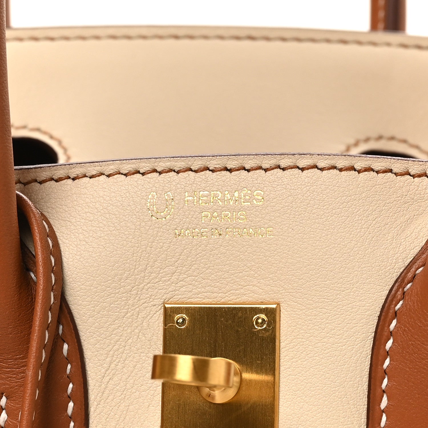 Hermes Swift Horseshoe Birkin 25 Craie Gold 6 of 11