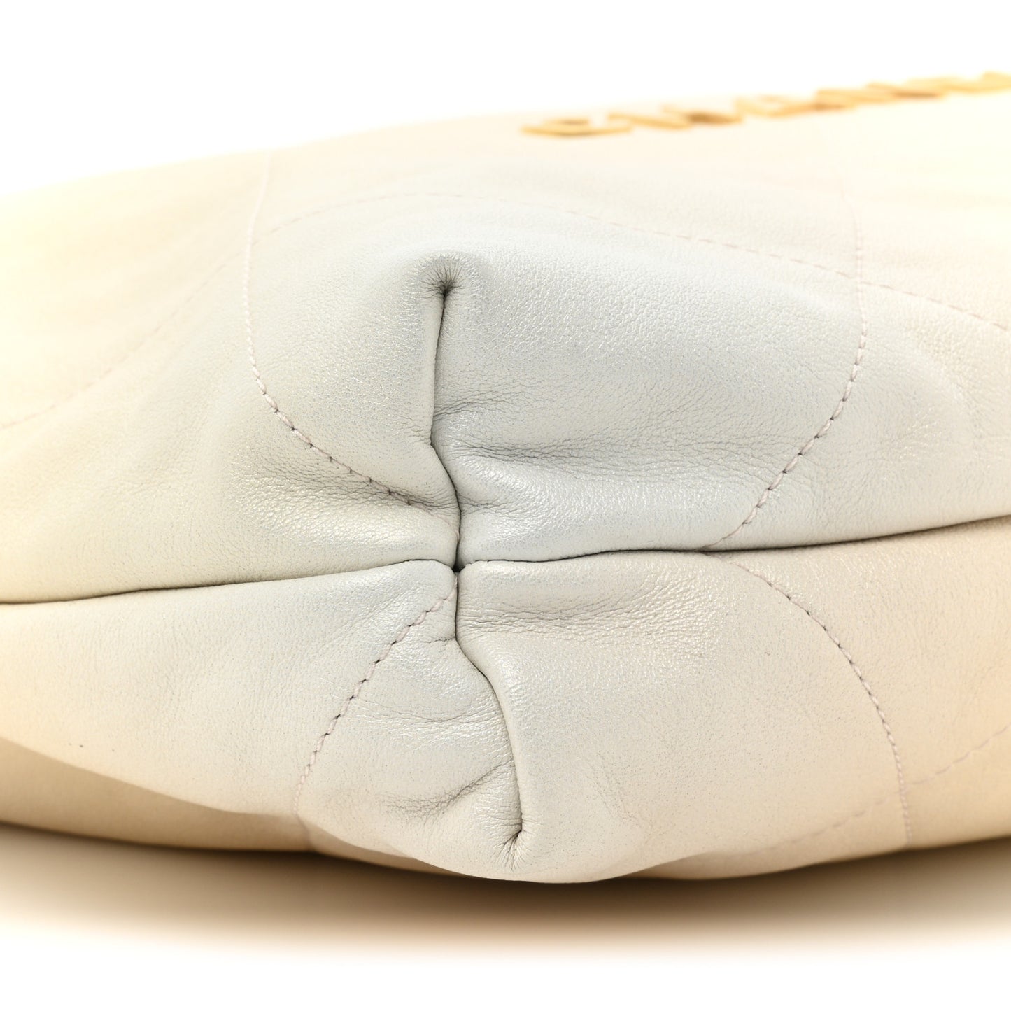 Iridescent Calfskin Quilted Chanel 22 Golden White