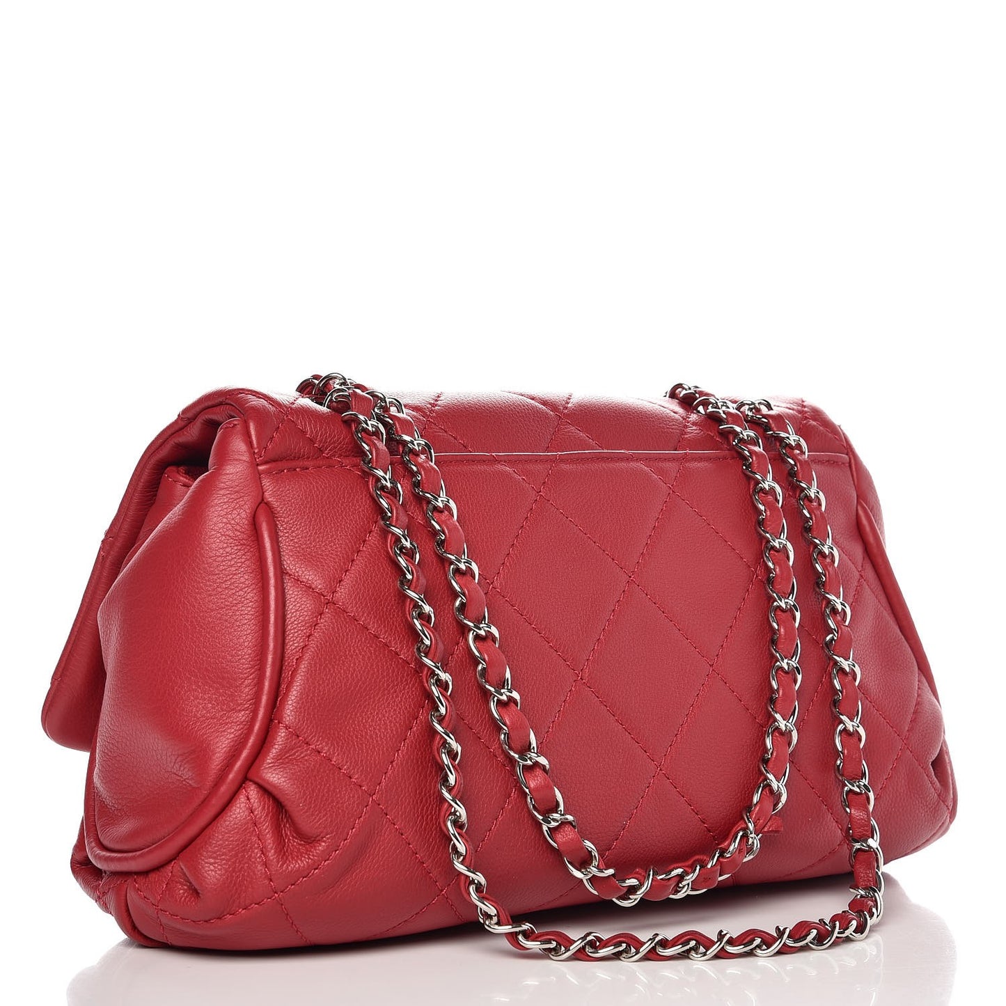 Calfskin Quilted CC Curvy Flap Red
