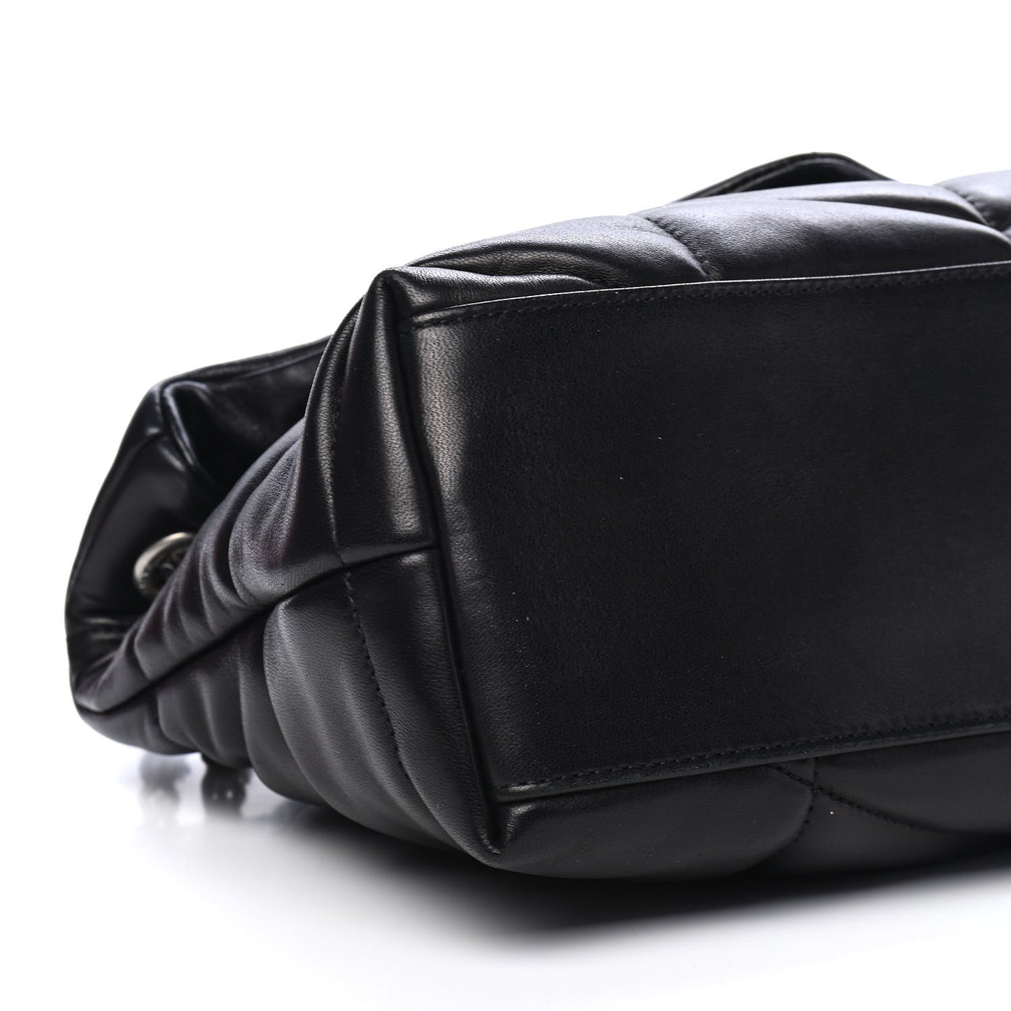 Lambskin Quilted Small Loulou Puffer Monogram Chain Satchel Black