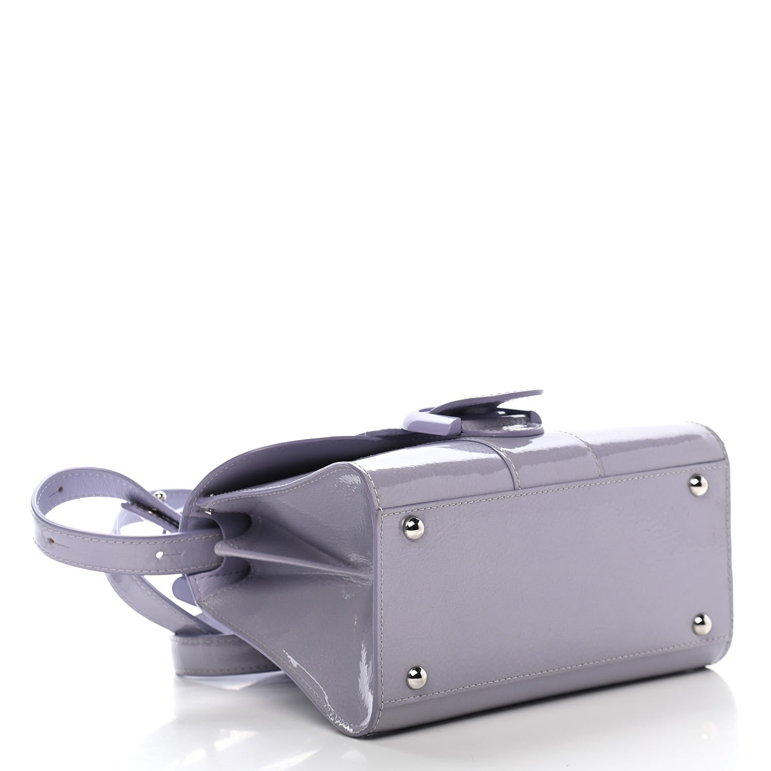 Delvaux Patent Grained Calfskin Mini Brillant Satchel Light Purple 4 of 13