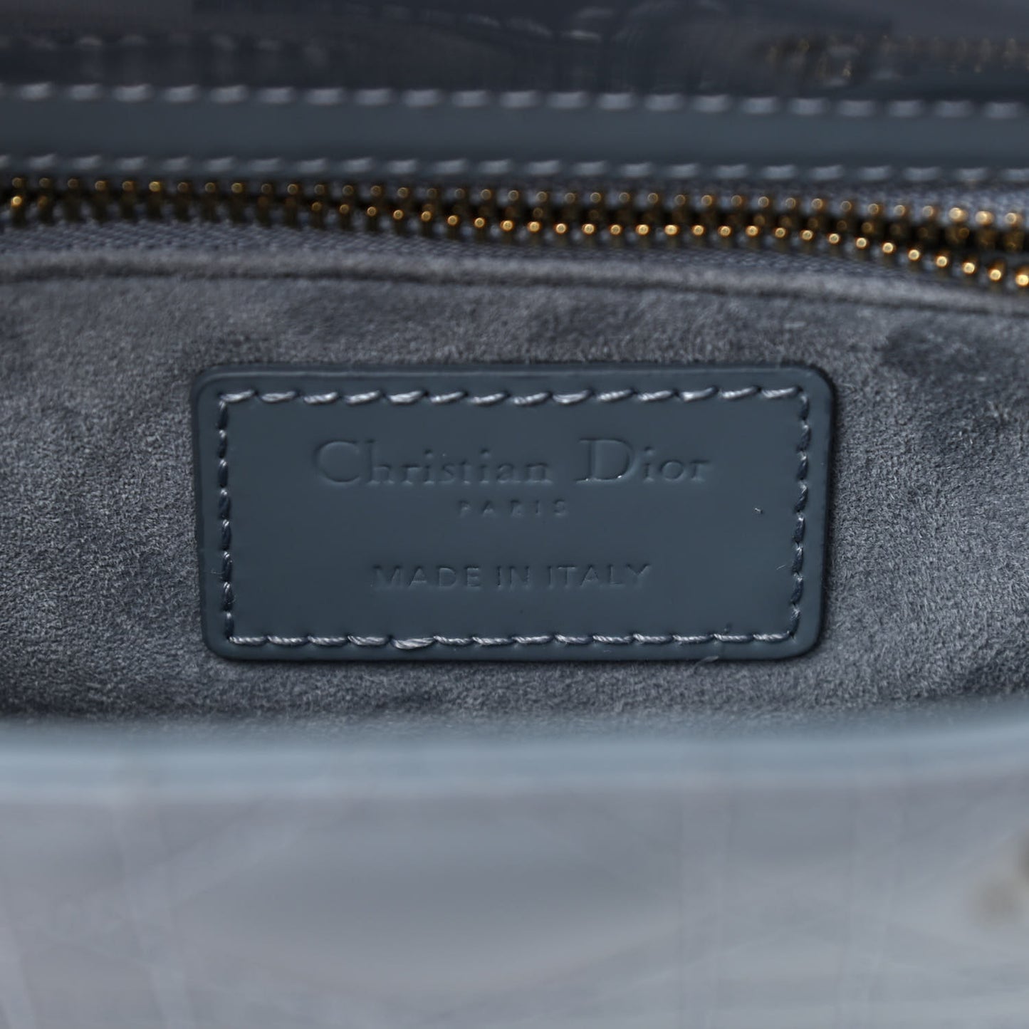 Patent Cannage Mini Lady Dior Light Blue