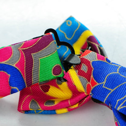 Hermes Silk Twill Collections Imperiales Bow Tie Noir Bleu Fuchsia 5 of 6