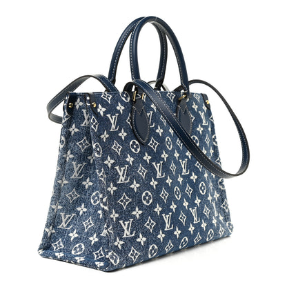 Louis Vuitton Monogram Jacquard Denim Onthego MM Bleu 3 of 10