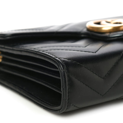 Gucci Calfskin Matelasse GG Marmont Chain Wallet Black 9 of 13