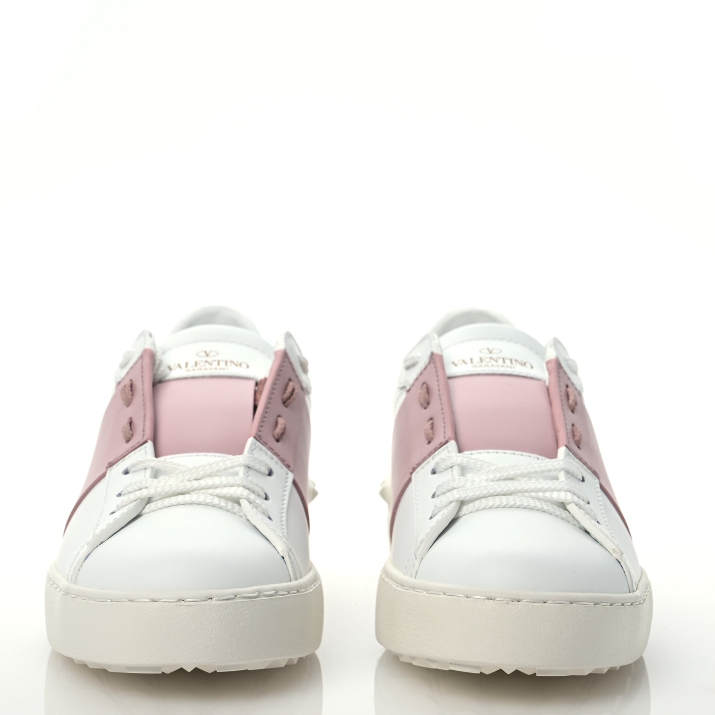 Calfskin Rockstud Open Sneakers 38.5 White Lipstick