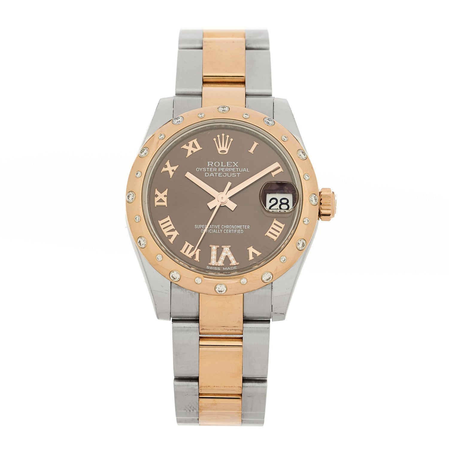 Rolex Stainless Steel 18K Everose Gold Diamond 31mm Oyster Perpetual Datejust Watch Chocolate Roman 178341 1 of 5