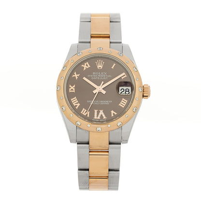 Rolex Stainless Steel 18K Everose Gold Diamond 31mm Oyster Perpetual Datejust Watch Chocolate Roman 178341 1 of 5