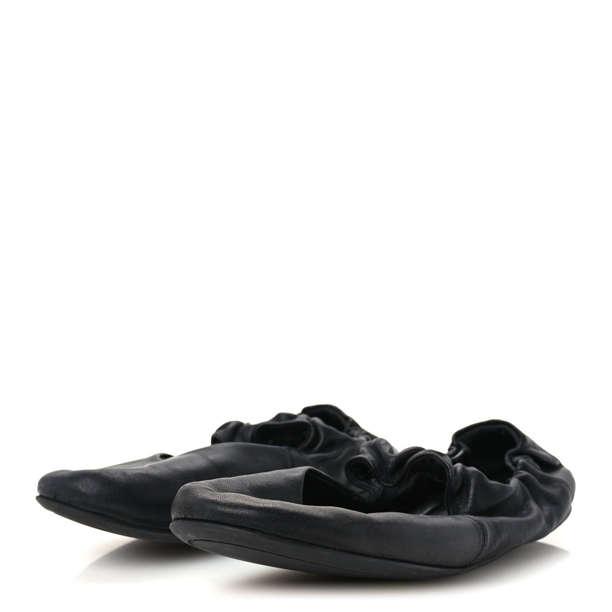 Nappa Ruched Ballerina Flats 37 Black