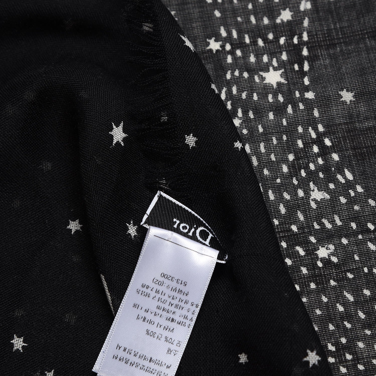 Christian Dior Wool Silk Astrological Sagittarius Constellation Scarf Stole Black 9 of 9