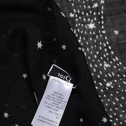 Christian Dior Wool Silk Astrological Sagittarius Constellation Scarf Stole Black 9 of 9