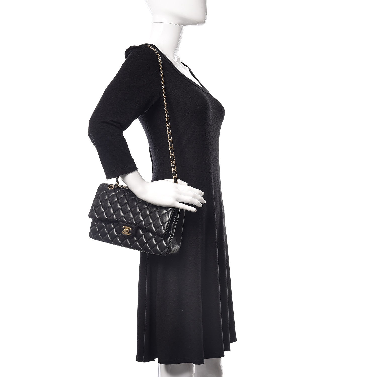 Chanel Lambskin Quilted Medium Double Flap Black 2 of 10