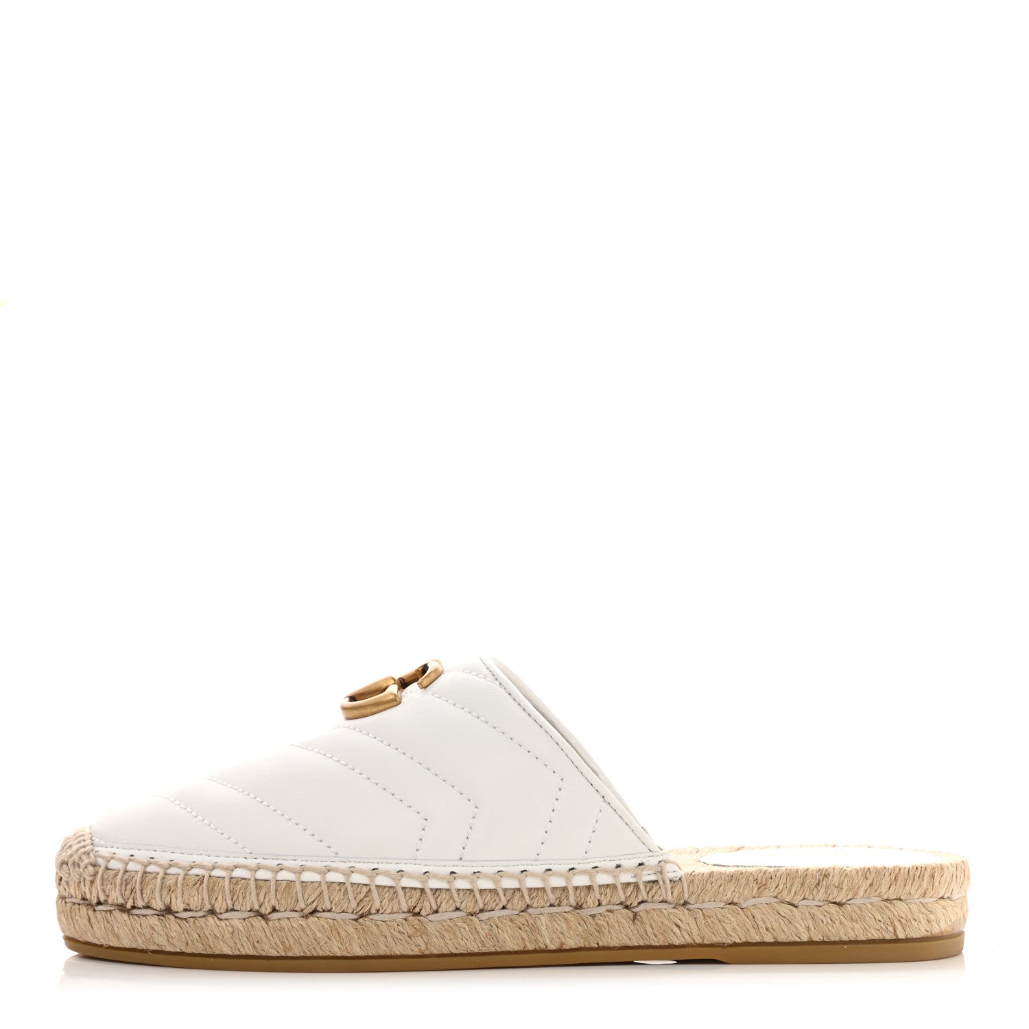 Gucci Nappa Matelasse GG Marmont Espadrille Slippers 36 Great White 1 of 9