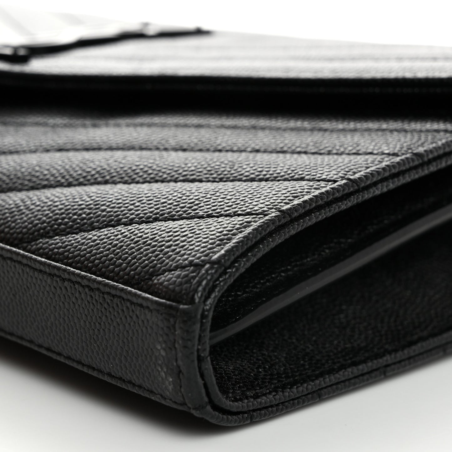 Grain De Poudre Matelasse Chevron Monogram Monochrome Chain Wallet Black