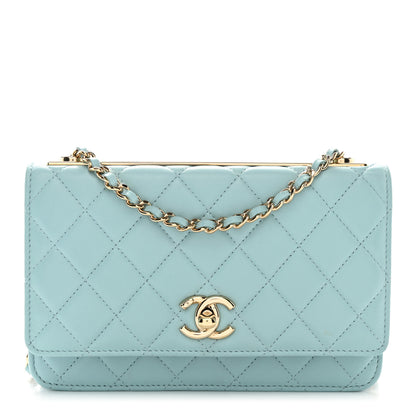 Chanel Lambskin Quilted Trendy CC Wallet On Chain WOC Light Blue 1 of 12