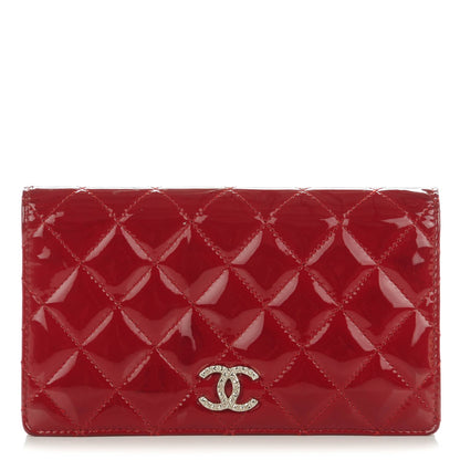 Chanel Patent Quilted Brilliant Yen Wallet Red 1 of 10