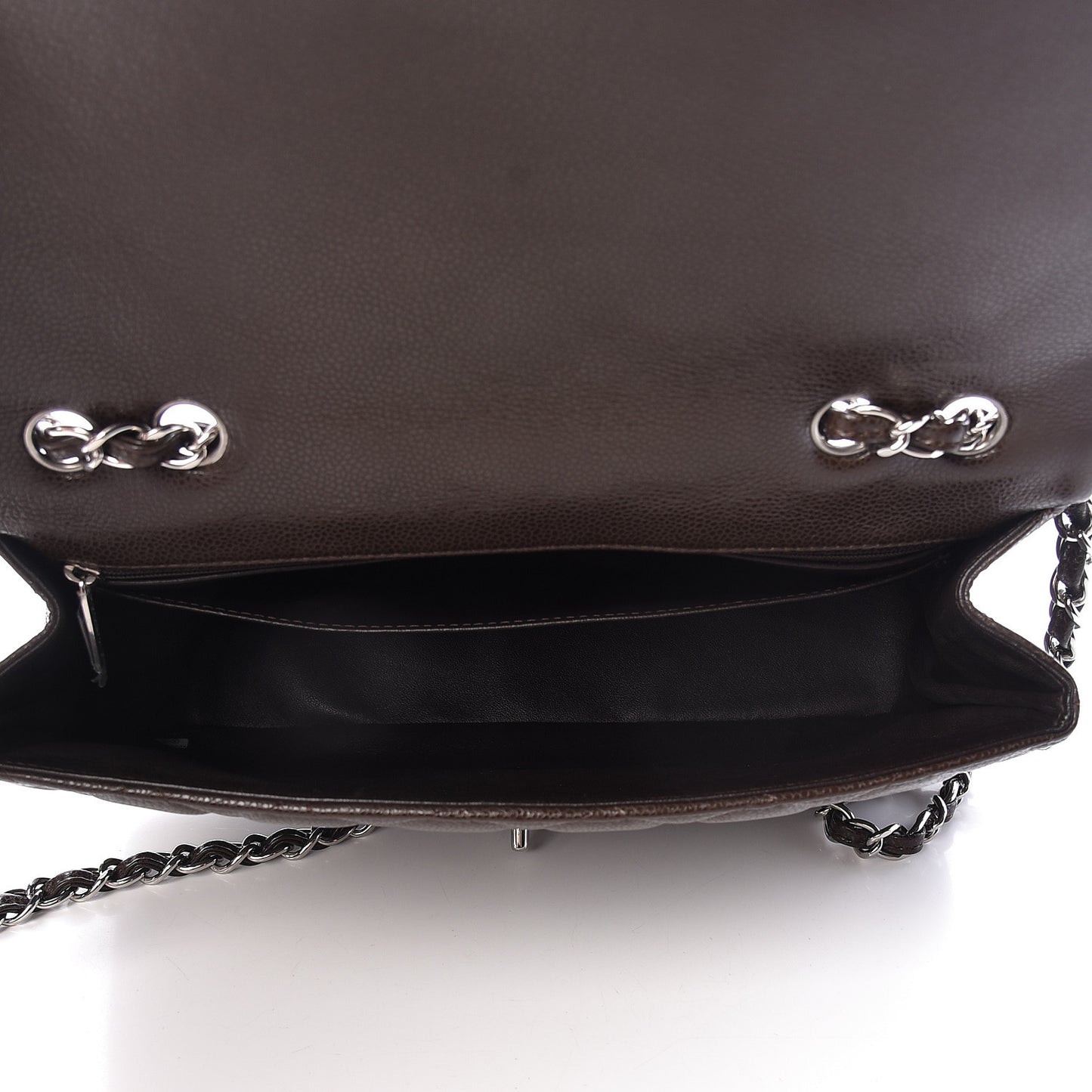 Caviar Quilted Jumbo Single Flap Dark Brown