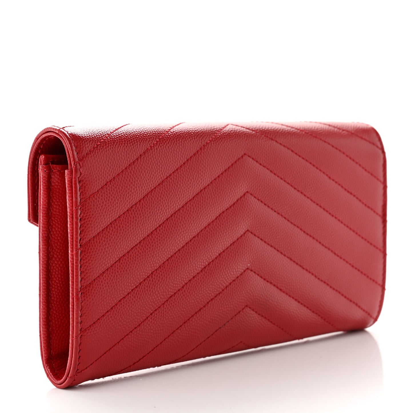 Grain De Poudre Matelasse Chevron Monogram Flap Wallet Red