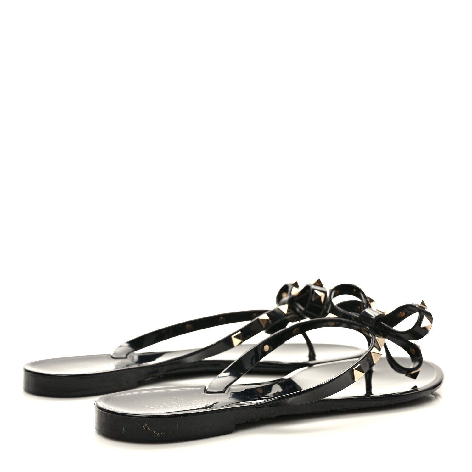 Valentino Garavani PVC Jelly Rockstud Bow Thong Sandals 41 Black 4 of 8