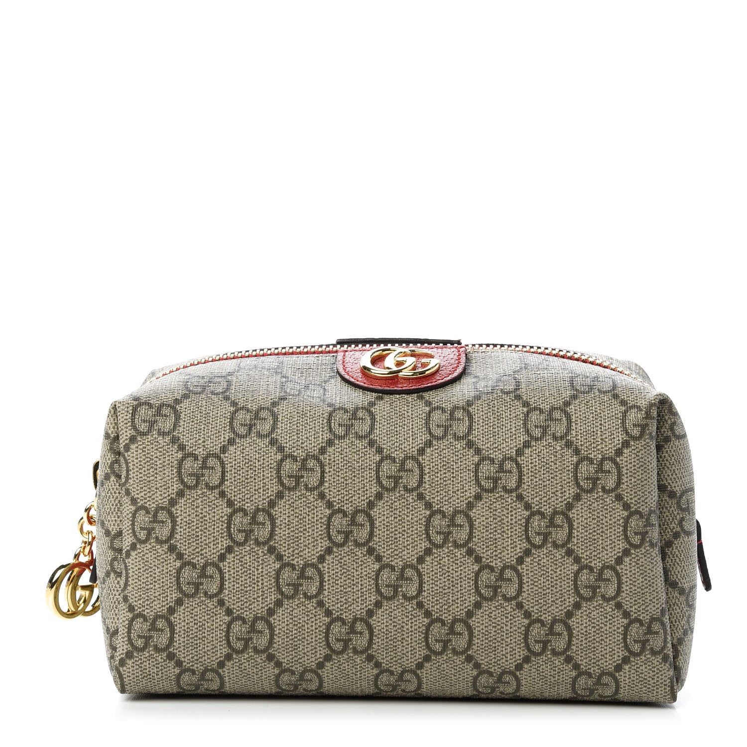 Gucci Soft GG Supreme Monogram Calfskin Medium Ophidia Cosmetic Case Beige Ebony Hibiscus Red 1 of 10