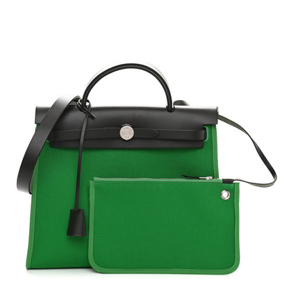 Hermes Vache Hunter Toile Herbag Zip 31 PM Bambou Kaki 2 of 12