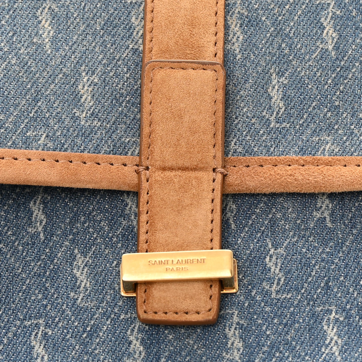 Suede All-Over Monogram Small Le Monogramme Satchel Denim