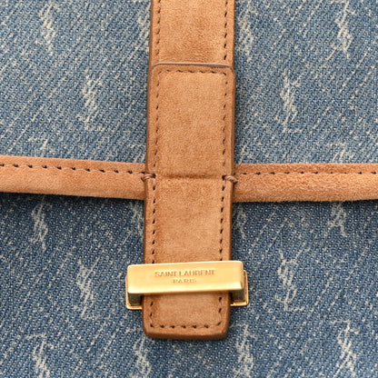 Saint Laurent Suede All-Over Monogram Small Le Monogramme Satchel Denim 11 of 12