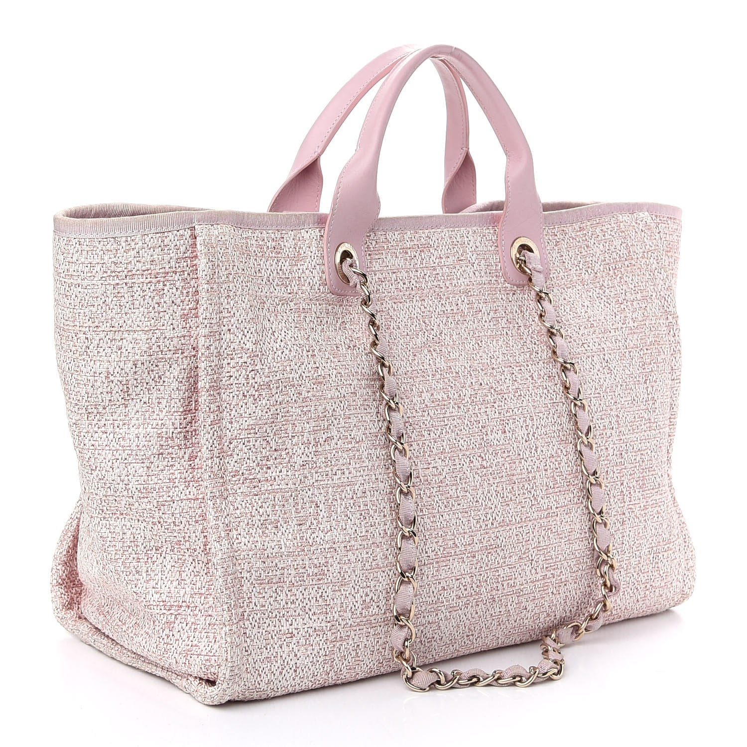 Chanel Lurex Boucle Deauville Medium Tote Pink 3 of 10
