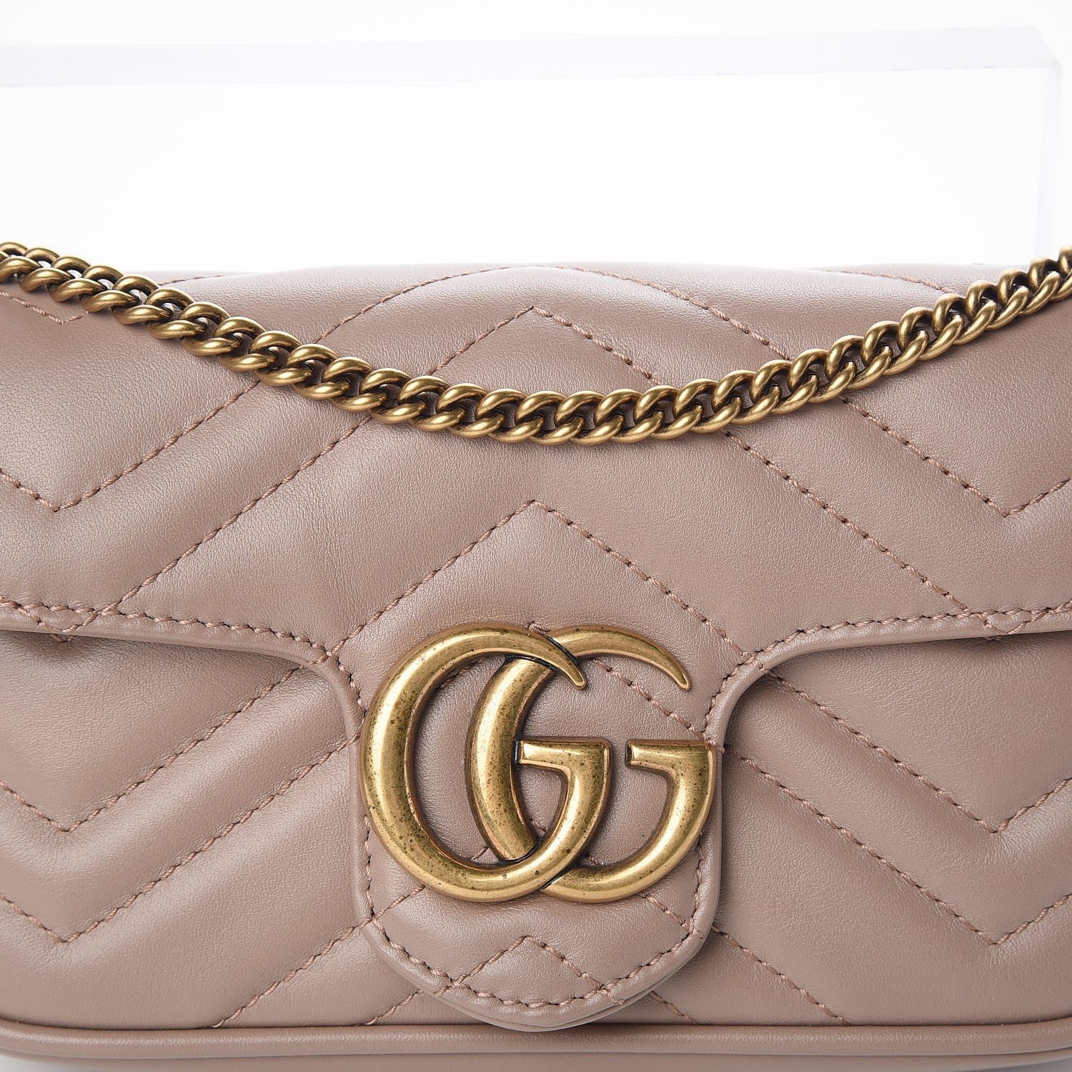 Gucci Calfskin Matelasse Super Mini GG Marmont Shoulder Bag Porcelain Rose 21 of 22