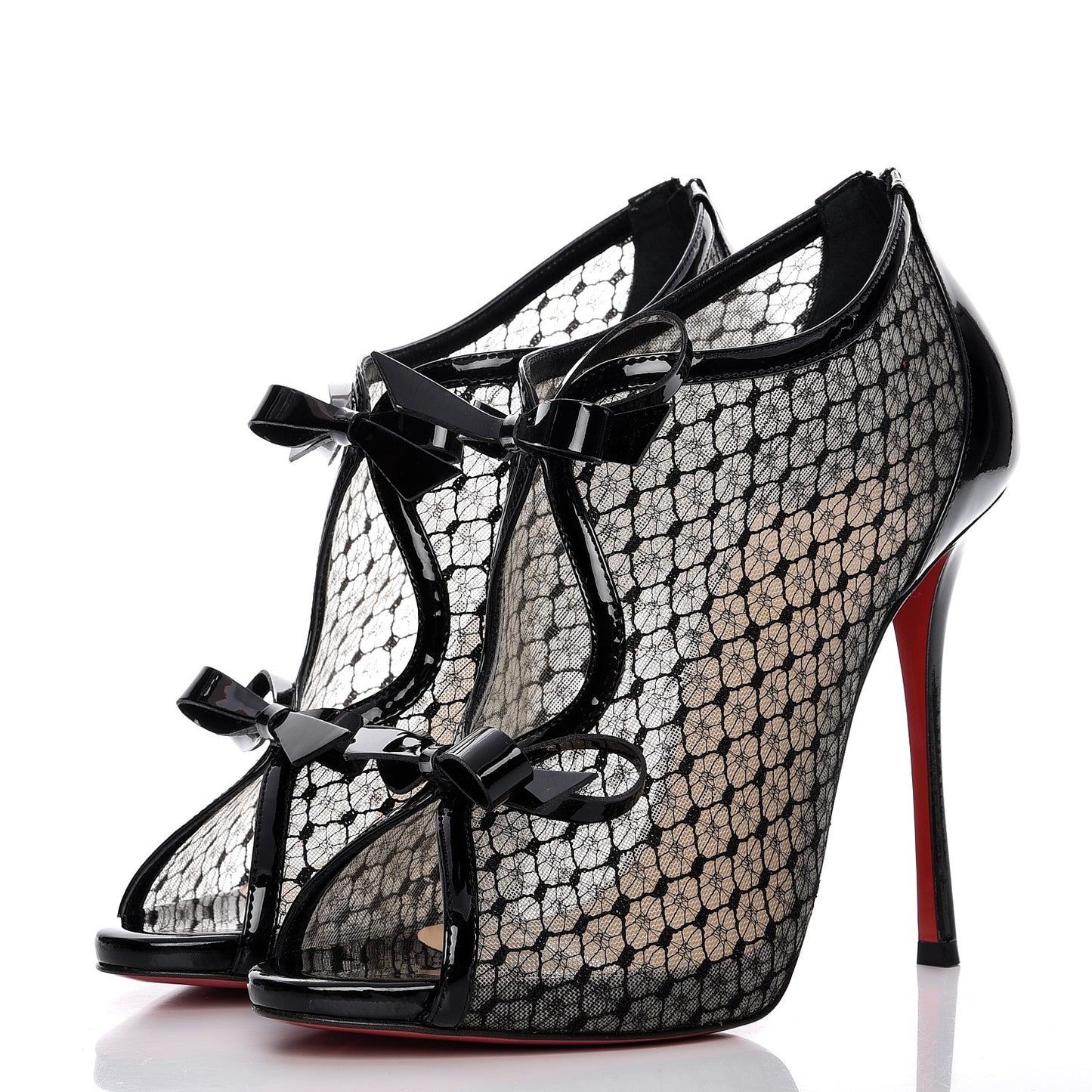 Patent Fishnet Lace Empiralta 120 Sandals 39.5 Black