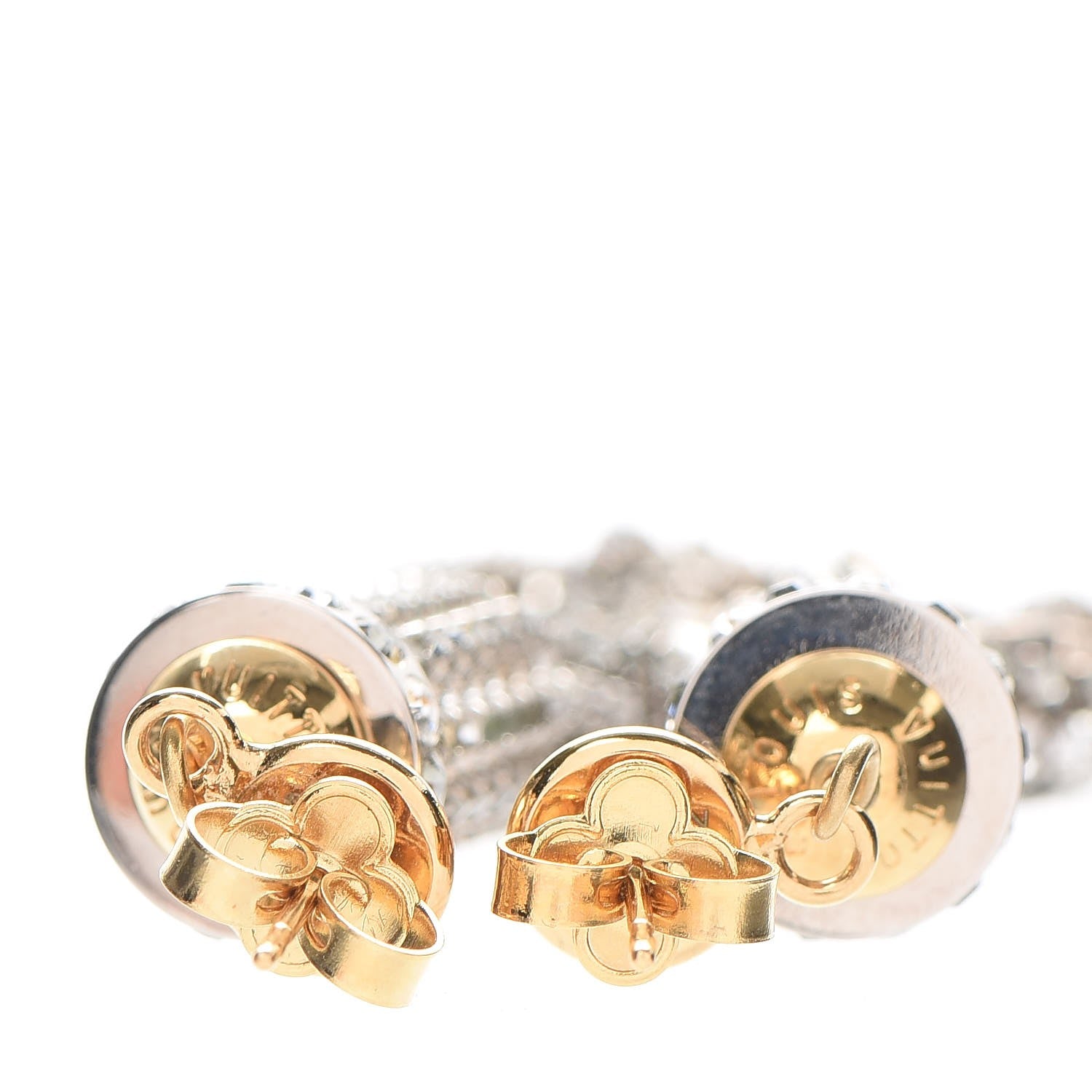 Louis Vuitton Crystal Strand Earrings Gold 7 of 8