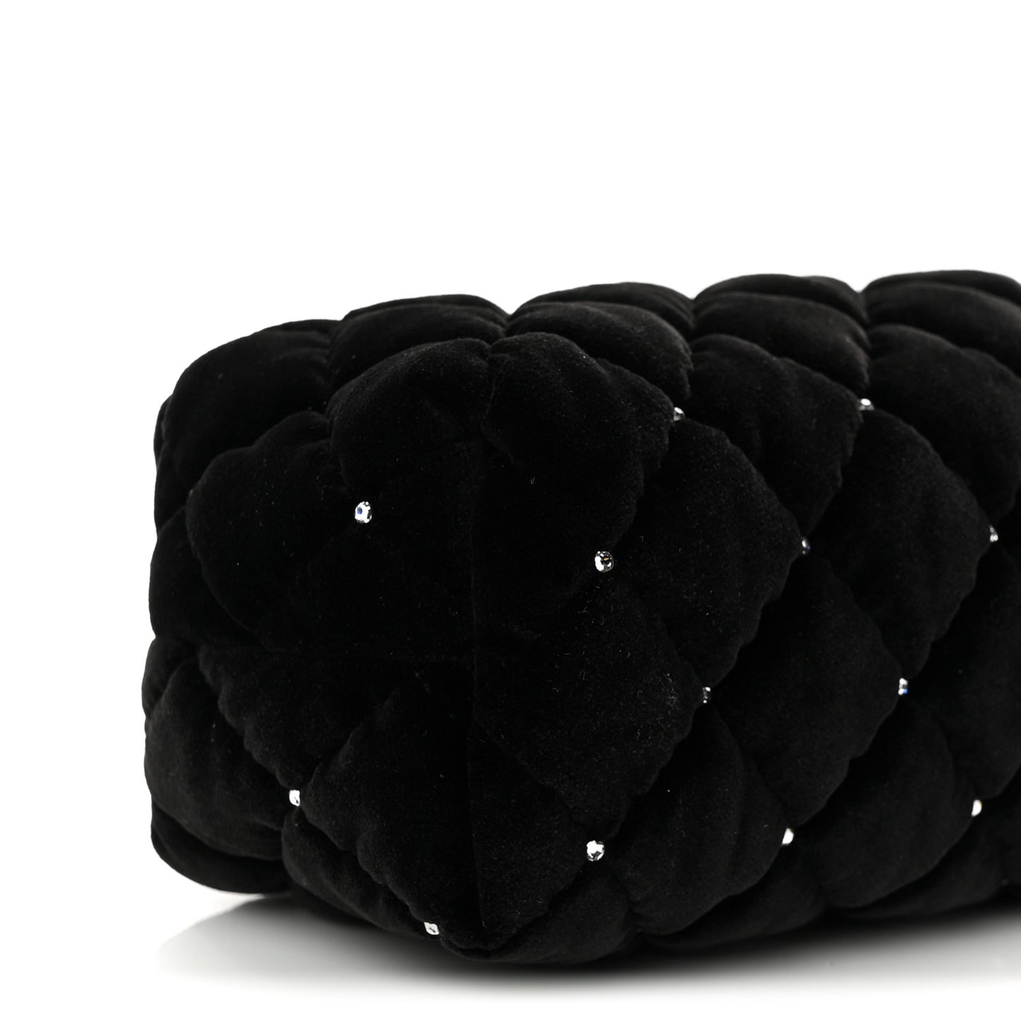 Velvet Diamanté Quilted Wristlet Clutch Black