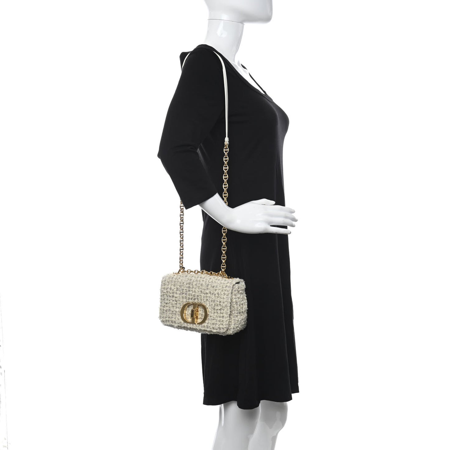 Tweed Cannage Small Caro Bag White
