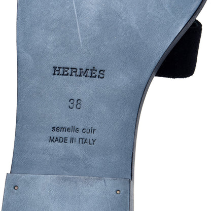 Hermes Suede Goatskin Oran Sandals 38 Black 8 of 10