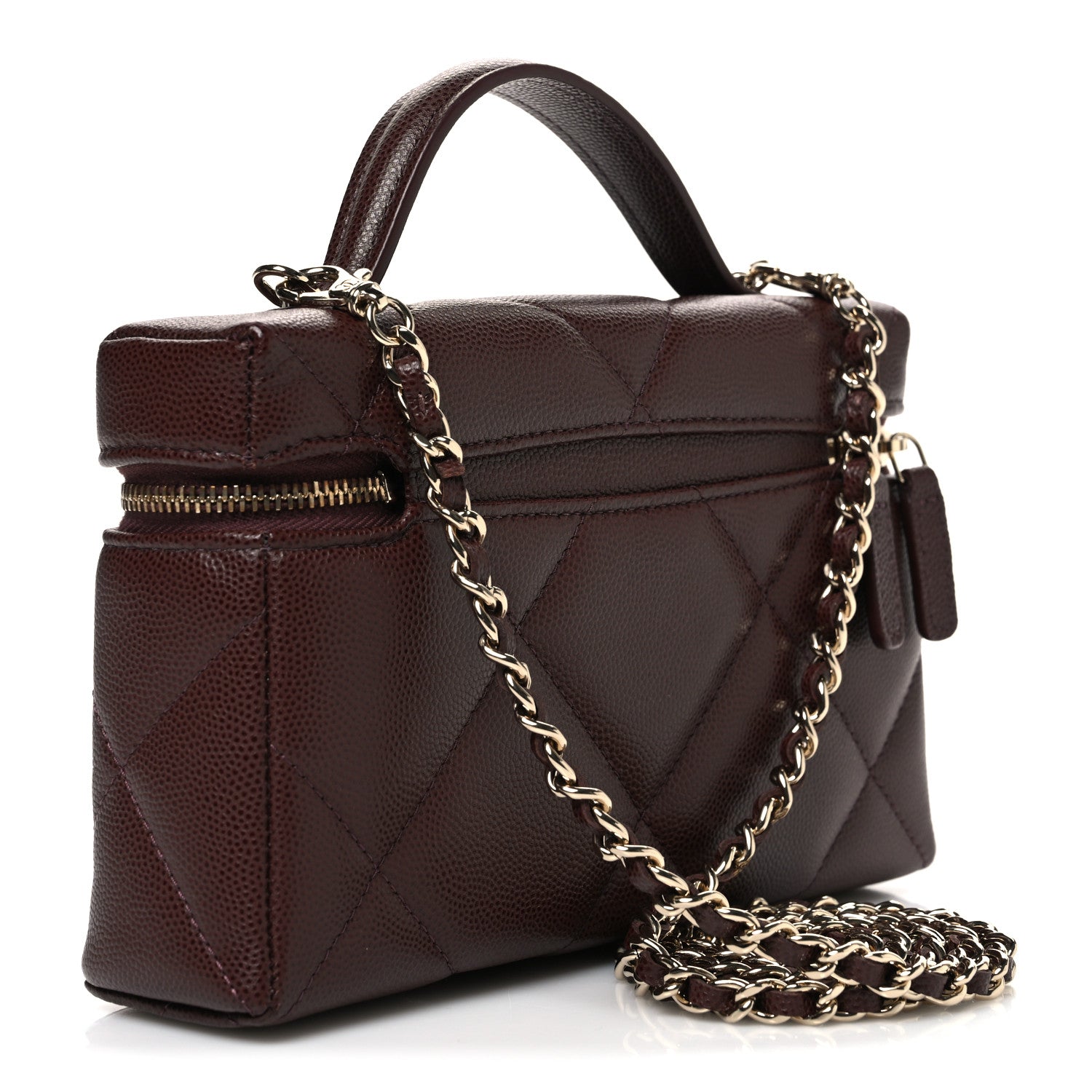 Chanel Caviar Quilted Top Handle Slim Vanity With Chain Dark Brown 3 of 10