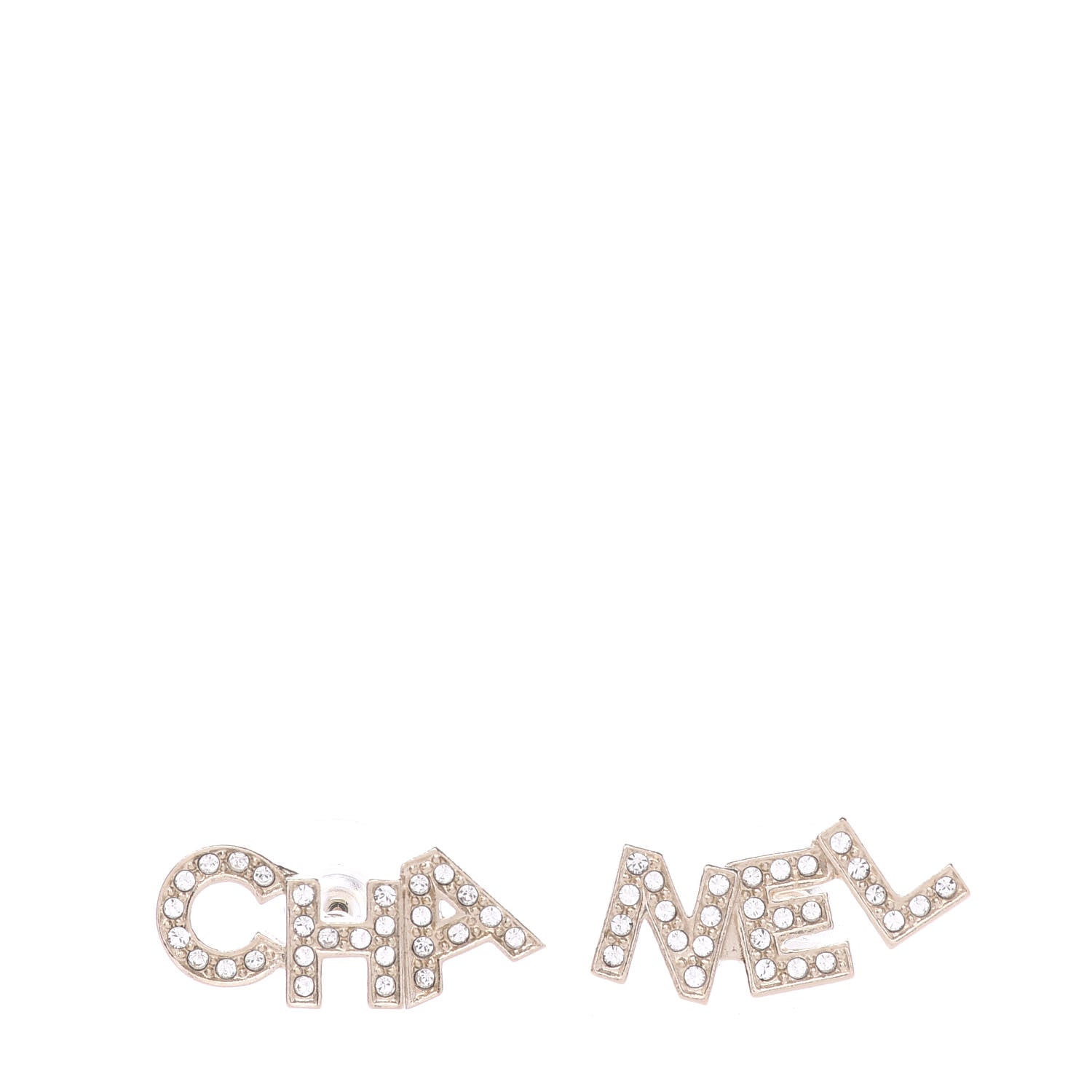 Chanel Crystal Pearl Signature Stud Earrings Gold 1 of 5