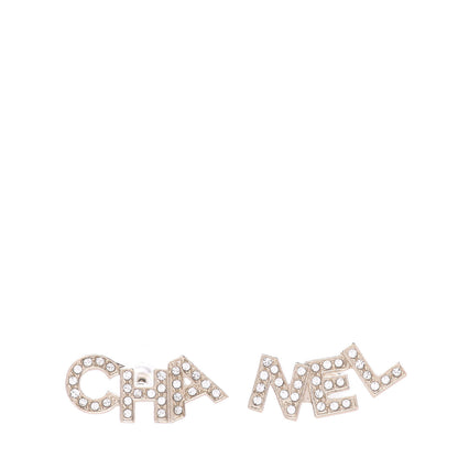 Chanel Crystal Pearl Signature Stud Earrings Gold 1 of 5
