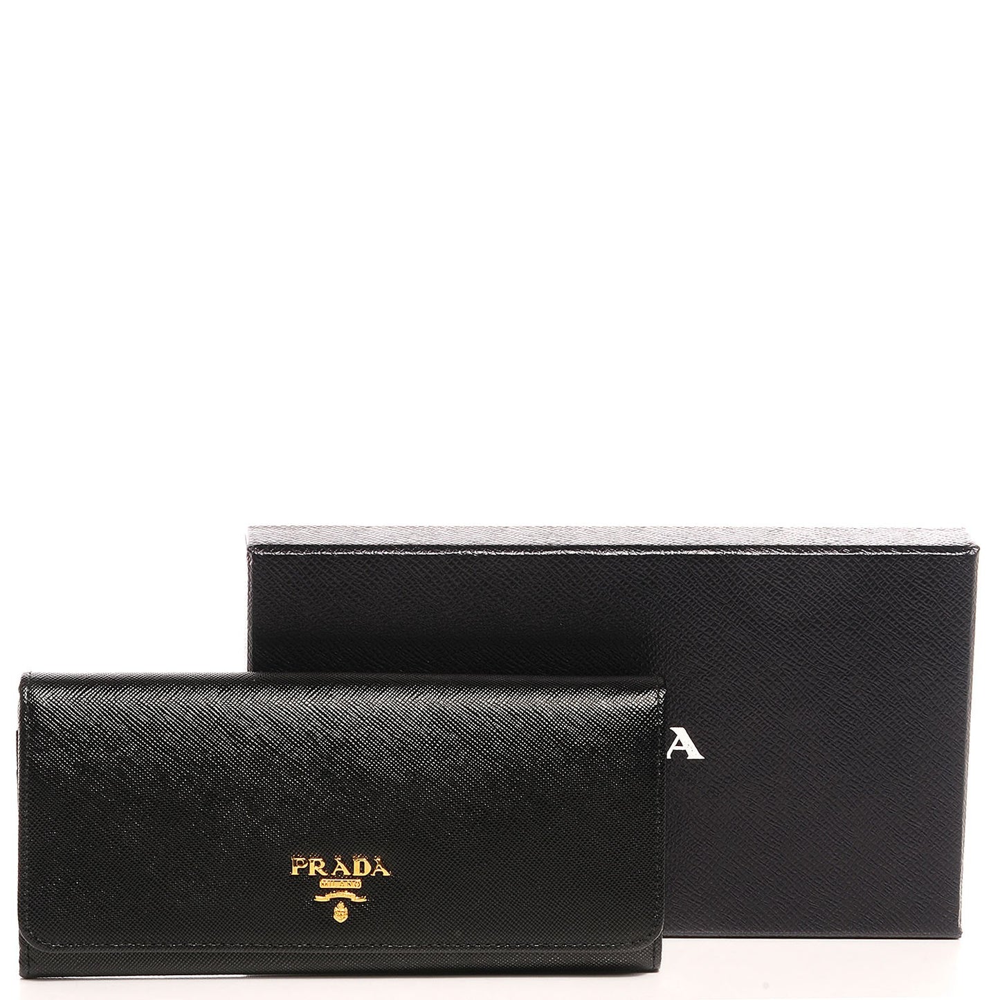 Saffiano Metal Continental Flap Wallet Nero Black