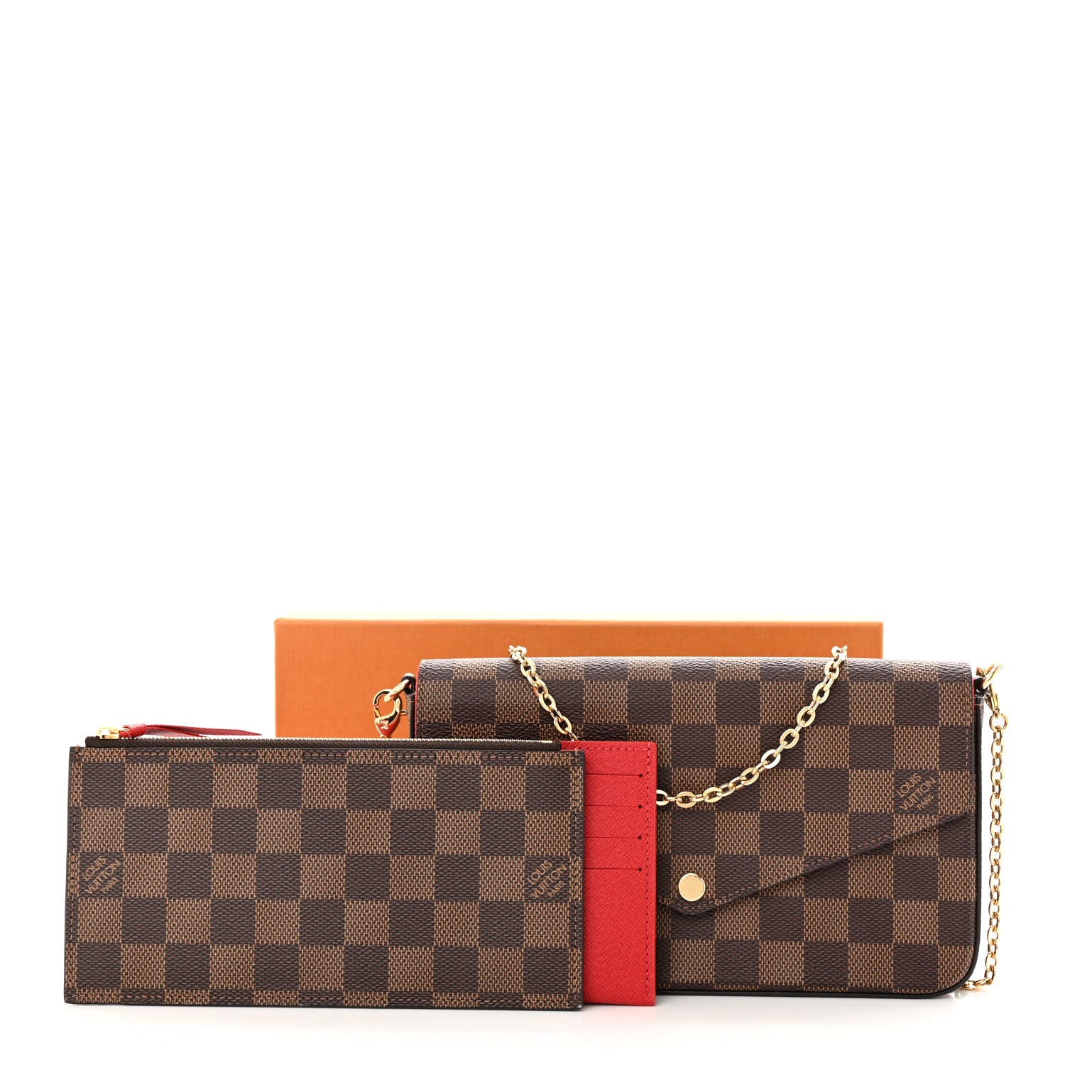 Louis Vuitton Damier Ebene Pochette Felicie Chain Wallet 11 of 11
