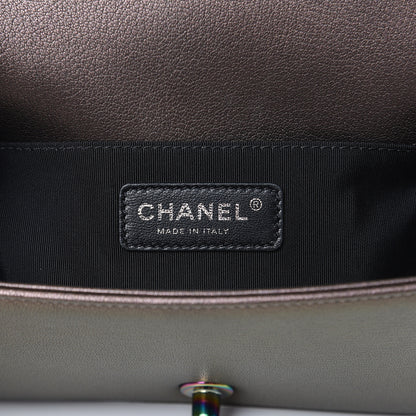 Chanel Iridescent Goatskin Quilted Small Boy Flap Dark Gold 6 of 10