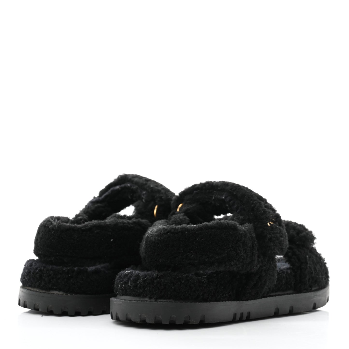 Shearling Dioract 10mm Sandals 38 Black