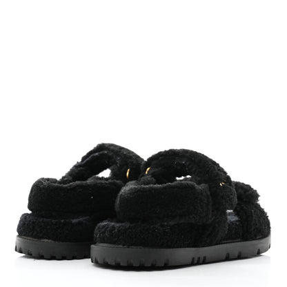 Christian Dior Shearling Dioract 10mm Sandals 38 Black 4 of 8