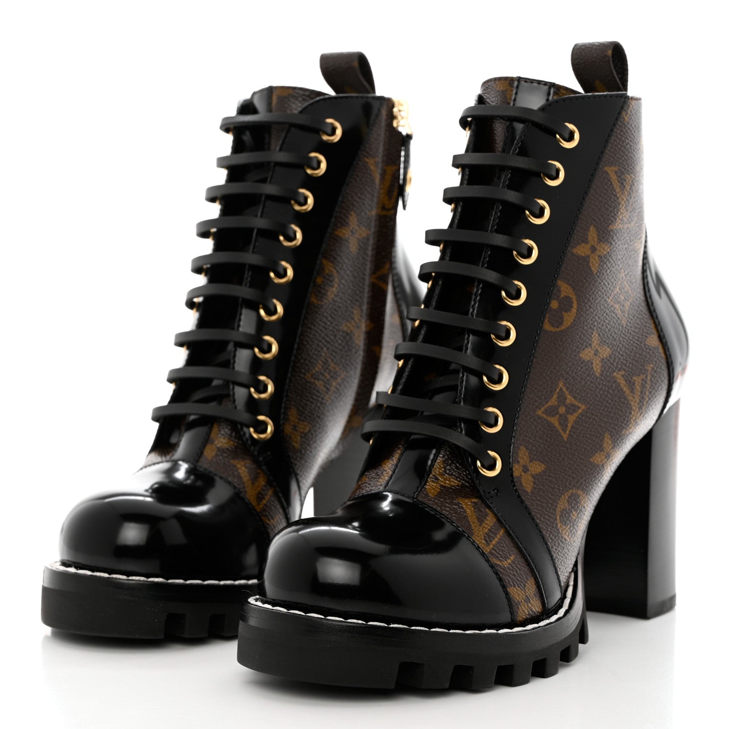 Louis Vuitton Patent Calfskin Monogram Star Trail Ankle Boots 38 Black 3 of 9