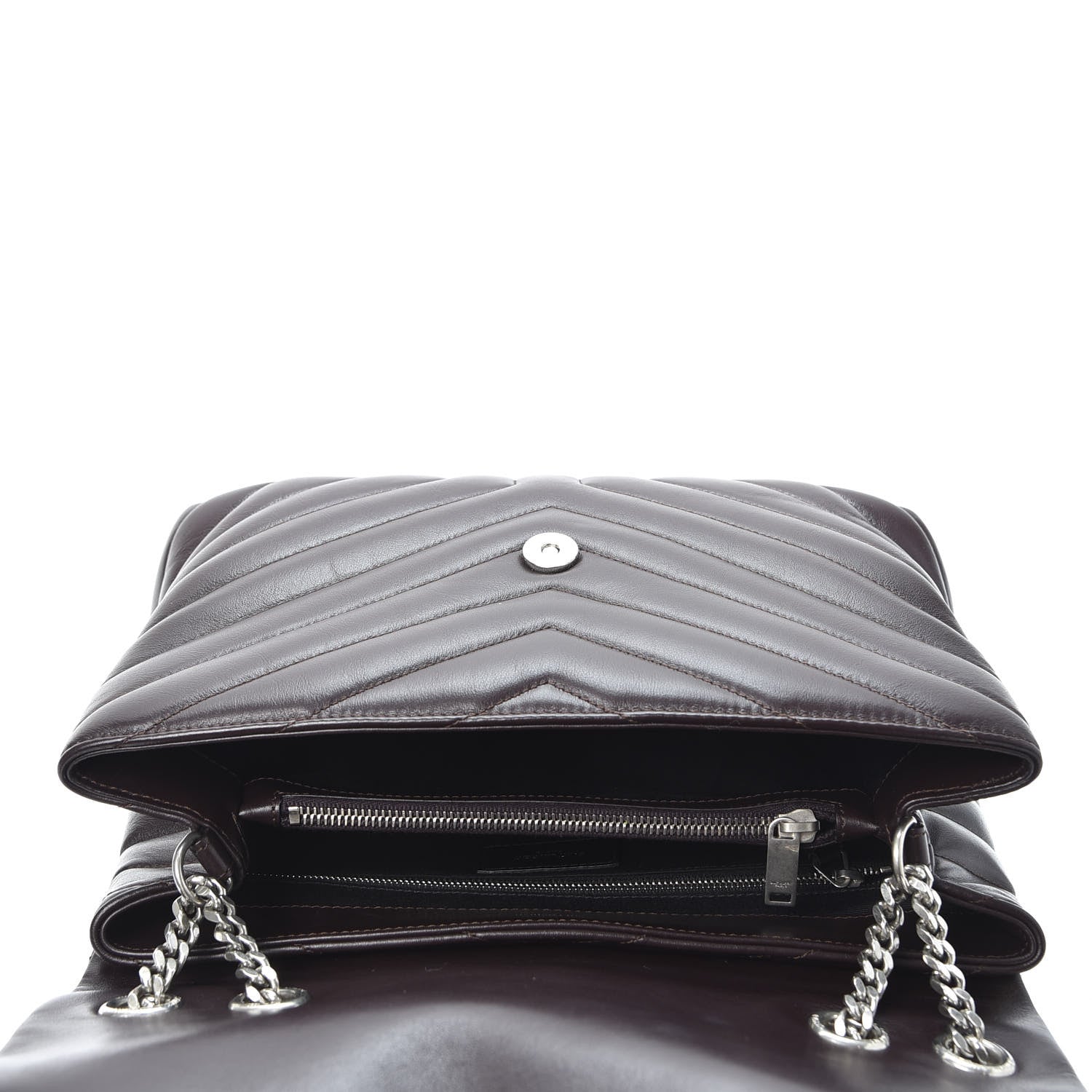 Saint Laurent Calfskin Y Quilted Monogram Medium Loulou Chain Satchel Amaranto 4 of 10