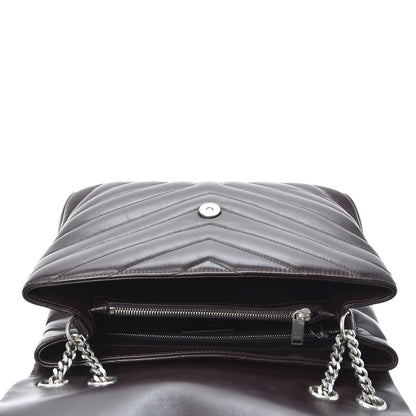 Saint Laurent Calfskin Y Quilted Monogram Medium Loulou Chain Satchel Amaranto 4 of 10